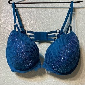 NWOT/ Victoria Secret Push Up,Plunge Bra/ Size:34D/ Color:Aquamarine/Blue